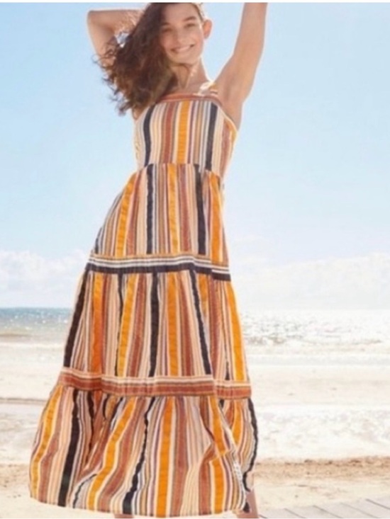 LOFT Dresses & Skirts - LOFT Striped Maxi/ankle length Dress in Yellow, Orange and Cream